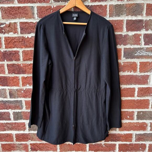 Eileen Fisher Tops - Classic Eileen Fisher Minimalist Black Full Zip Lightweight Tunic Jacket S